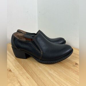 Born Concept Black Pebble Leather Ankle Booties Sz 8